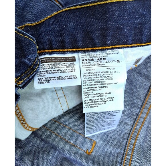 Levis 504 Jeans Men's 36x36 Dark Blue Wash Distressed Denim Pants Straight - Picture 3 of 11